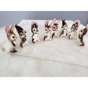 LOT‎ OF 8 Vintage NORCREST Anthropomorphic Bunny Rabbit with Fur - JAPAN KITSCH
